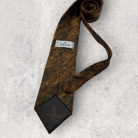 NEW CERRUTI 1881 Brown/Beige/Green Art Silk LUXURY Tie FRANCE - Picture 2 of 5